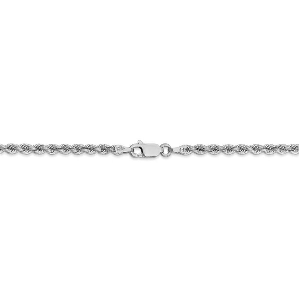 2.75mm, 14k White Gold, Handmade Solid Rope Chain Necklace, 22 Inch - Picture 2 of 8
